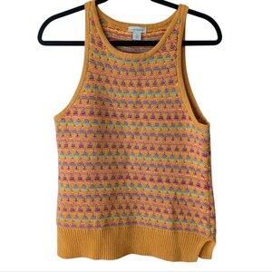 Sundance Kitte Sweater Tank Geometric 70s Boho Multicolor Pattern Size Small